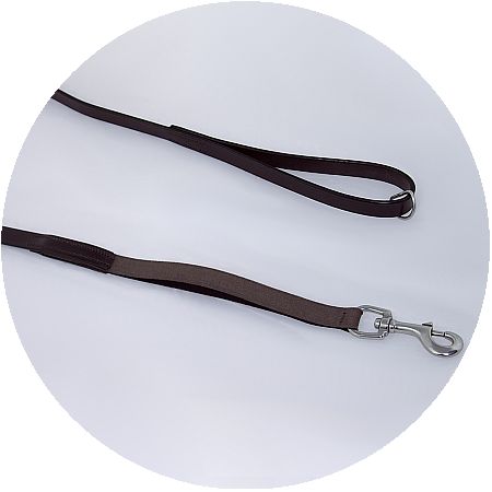 Audenham English Bridle Leather and Stainless Steel Long Reflex Dog Lead 115cm/45